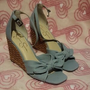 Jessica Simpson Vintage Denim Bow Espadrille Wedge Sandals